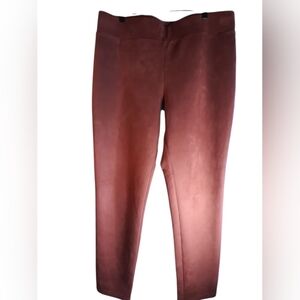 Loft Brown Womens Pull On Leggings Suede Feel Size XL Stretchy Exercise Active